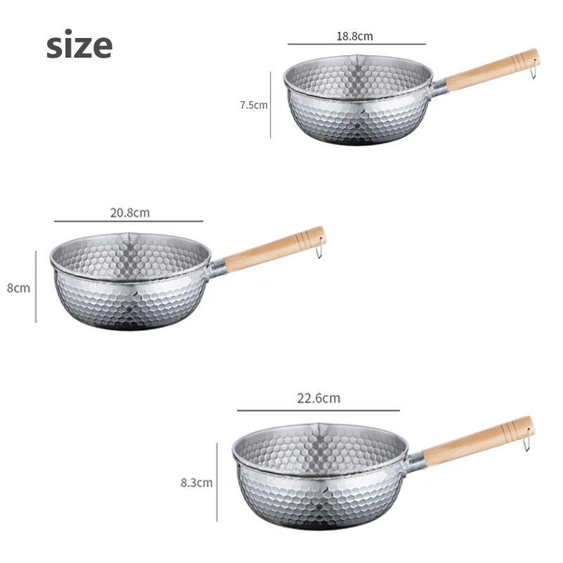 مقلاة مسطحة من الفولاذ المقاوم للصدأ، وعاء حساء المعكرونة، وعاء الحساء، وعاء الحليب، مقلاة غير لاصقة، مناسبة للنودلز والحساء وما إلى ذلك #3