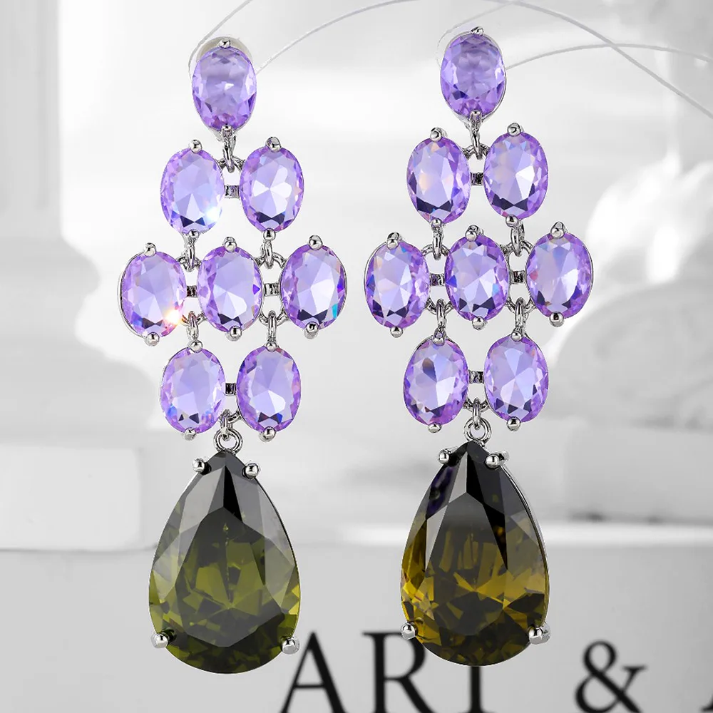 

missvikki Sparkly Luxury Long Pendant Earrings Jewelry High Quality Bridal Wedding Women Gift Design Christmas present Hot New