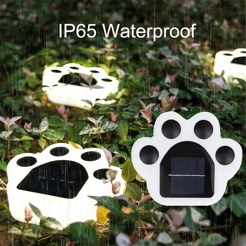 LED solar outdoor decorative lights, cute paw print lights, waterproof terrace garden lawn layout landscape lights