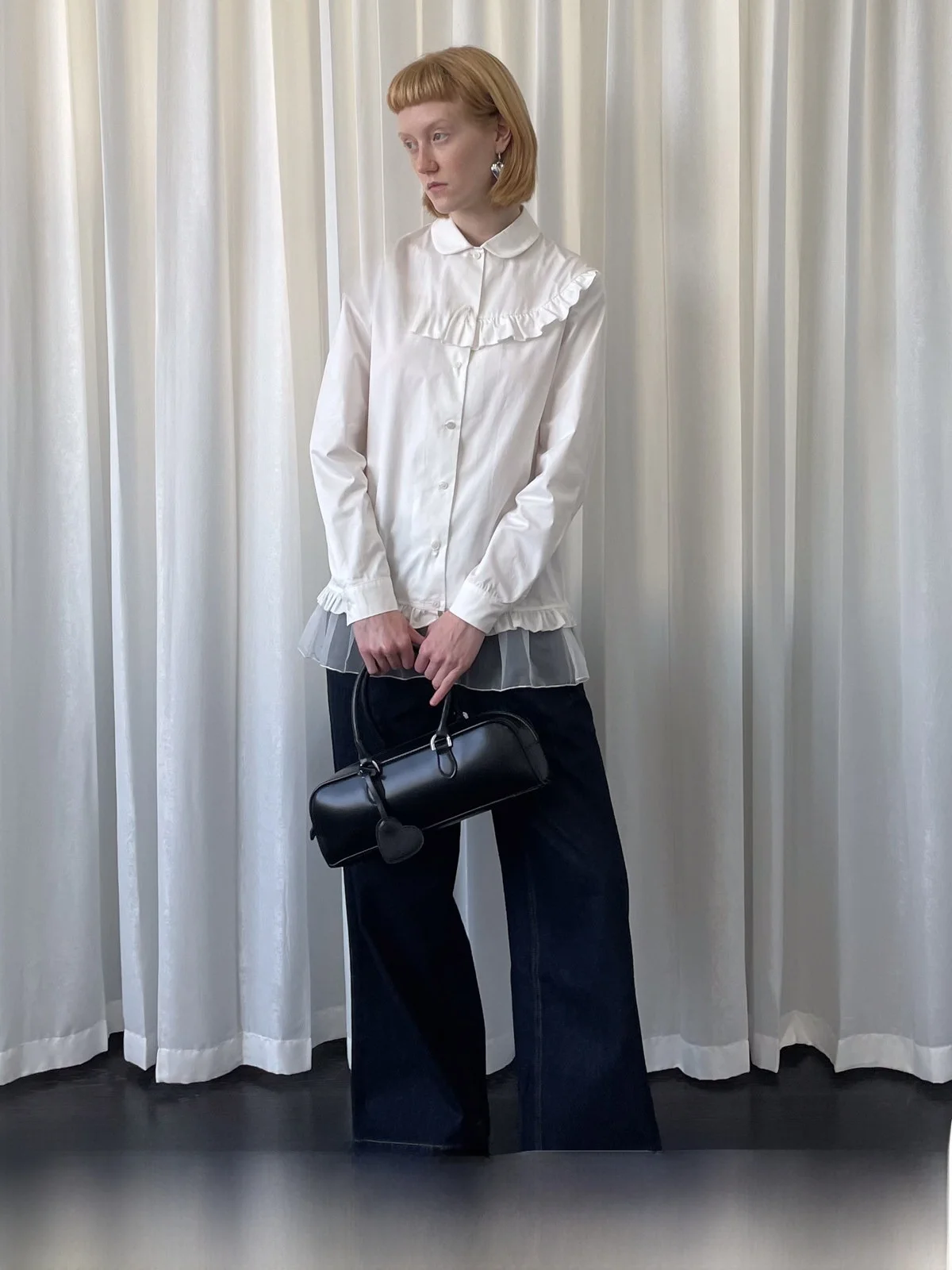 

French Style Long Sleeve Shirt Women's Spring Commute Lace Trim Shirt Loose Smell White Pleated Splice Cotton Straight Cut