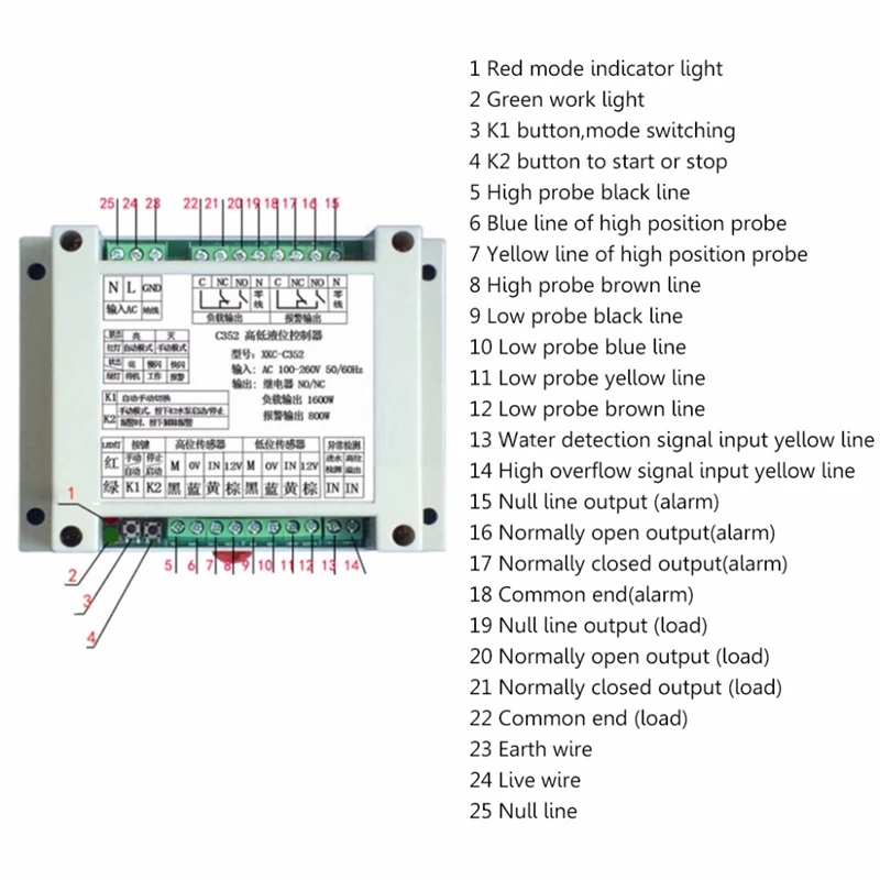 High And Low Liquid Level Intelligent Controller With 2 Non-Contact Sensor Module Automatic Control Liquid Water Level