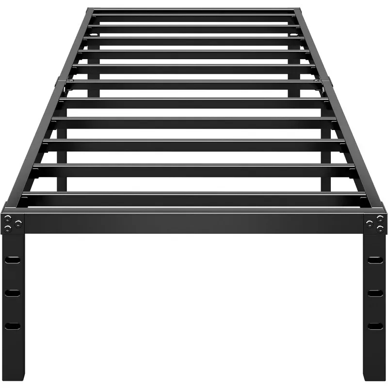 Marco de cama con plataforma de metal de 14 pulgadas, cama de tamaño completo con listones de soporte resistentes y resistentes, fácil de montar, negro