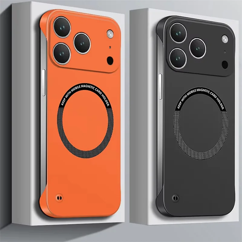 Funda de teléfono sin marco magnética de PC dura ultrafina para Magsafe para iPhone 17 Air 16 15 14 13 Pro Max Plus cubierta sólida de Color mate