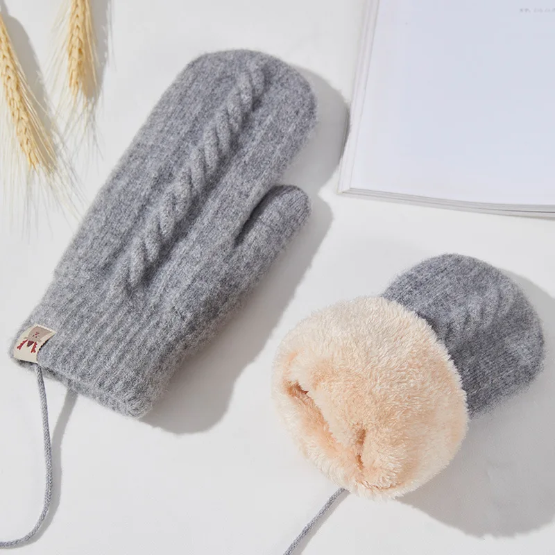 Youpin-guantes de terciopelo para mujer, manoplas gruesas de punto, dedo completo, para ciclismo, cuello colgante, Invierno