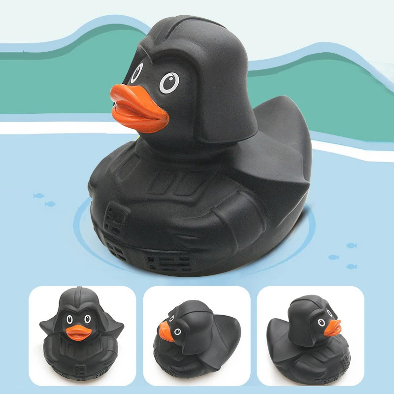 Black Rubber Duck Dashboard Decorations Ornament Cute Duck Cool Gentleman Hat Swim Ring Children\'s Bath Toy