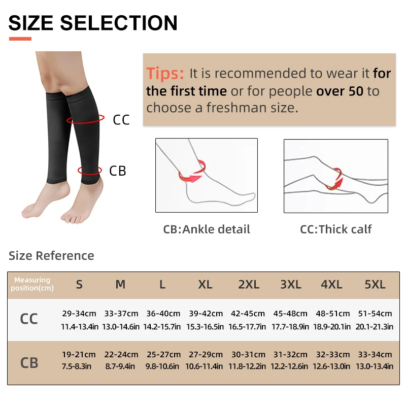 Plus Size S-5XL Running Athletics Compression Sleeves Leg Calf Men 30-40mmHg Toeless Stockings Medical Varicose Veins Sock - view 2