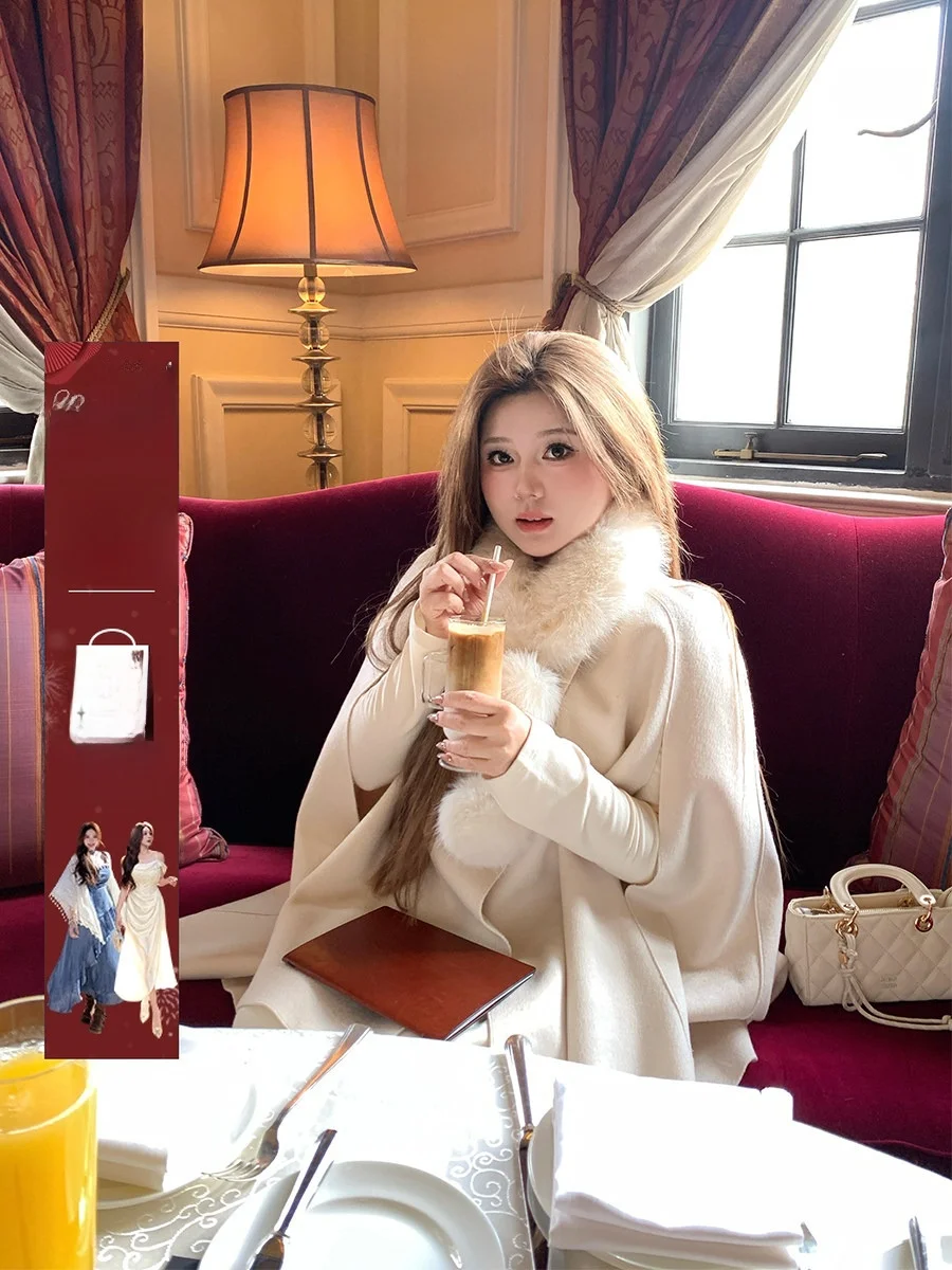 

Двустороннее шерстяное пальто Annie, повседневная теплая верхняя одежда для женщин больших размеров, скрывающая недостатки фигуры, утягивающий фасон.