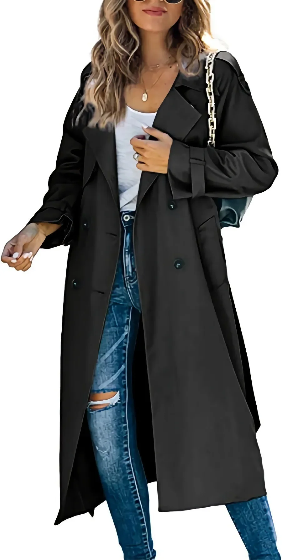 und die Vereinigten Staaten 2025 Neue Mode Einfarbiger Lässiger Damen-Trenchcoat mit Revers und Langen Ärmeln für Herbst und Winter – Detail 5
