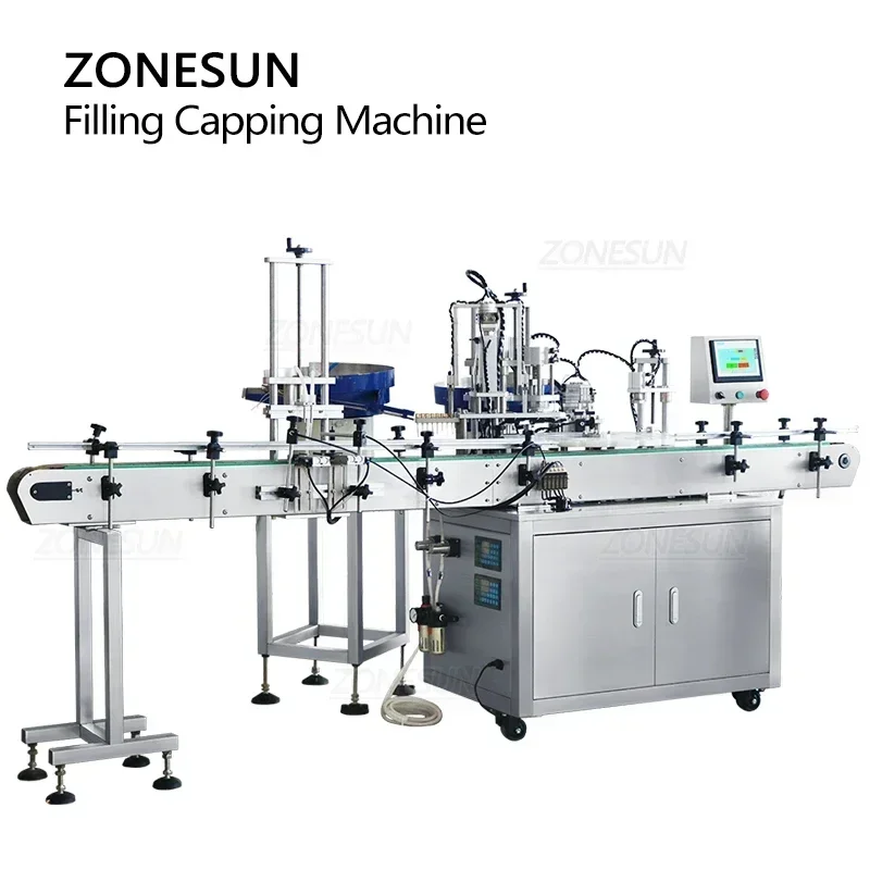 ZONESUN automatique liquide remplissage capsulage Machine à sertir bouchon mangeoire tourner Table parfum flacon bouteille Tube ZS-AFC9