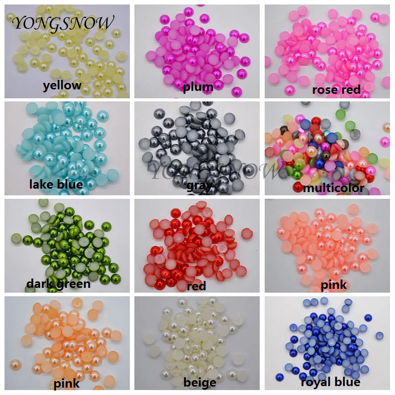 Multicolor 6mm Half Pearls Craft ABS Imitation 500Pcs/lot Half Round Flatback Pearls Resin Scrapbook Beads DIY Decoration