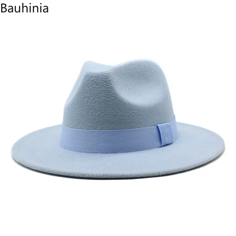 2023 New Hot Wide Brim Felt Fedora Hats With Bee Ribbon Autumn Winter Wedding Party Trilby Hat Men Gentleman Jazz Hats 56-58CM