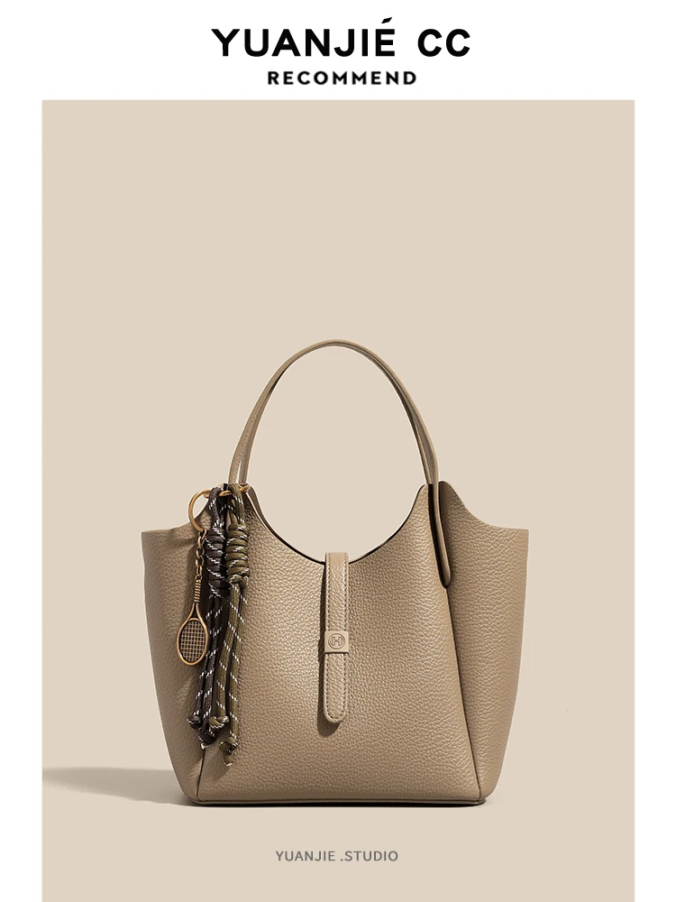 Leather Women's Handbag 2026 New Commuter Bag Luxury Small Audience Large Capacity High-End Feelings Handbag Single Shoulder ...