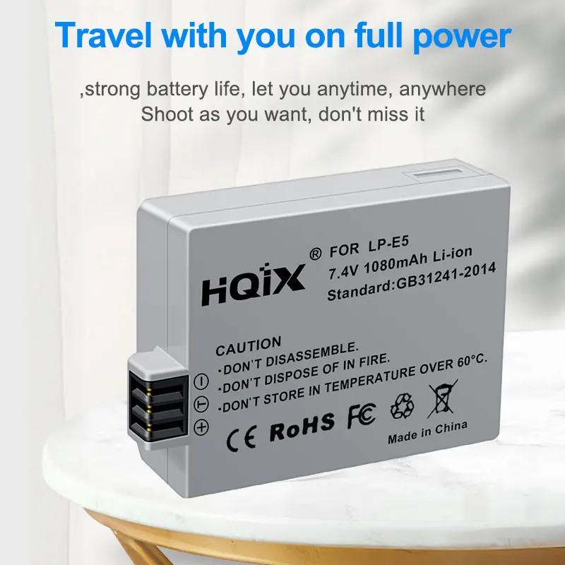 HQIX for Canon EOS Kiss Digital X2 500D 450D X3 F 1000D Rebel XSi T1i XS Camera LP-E5 Battery Dual Charger