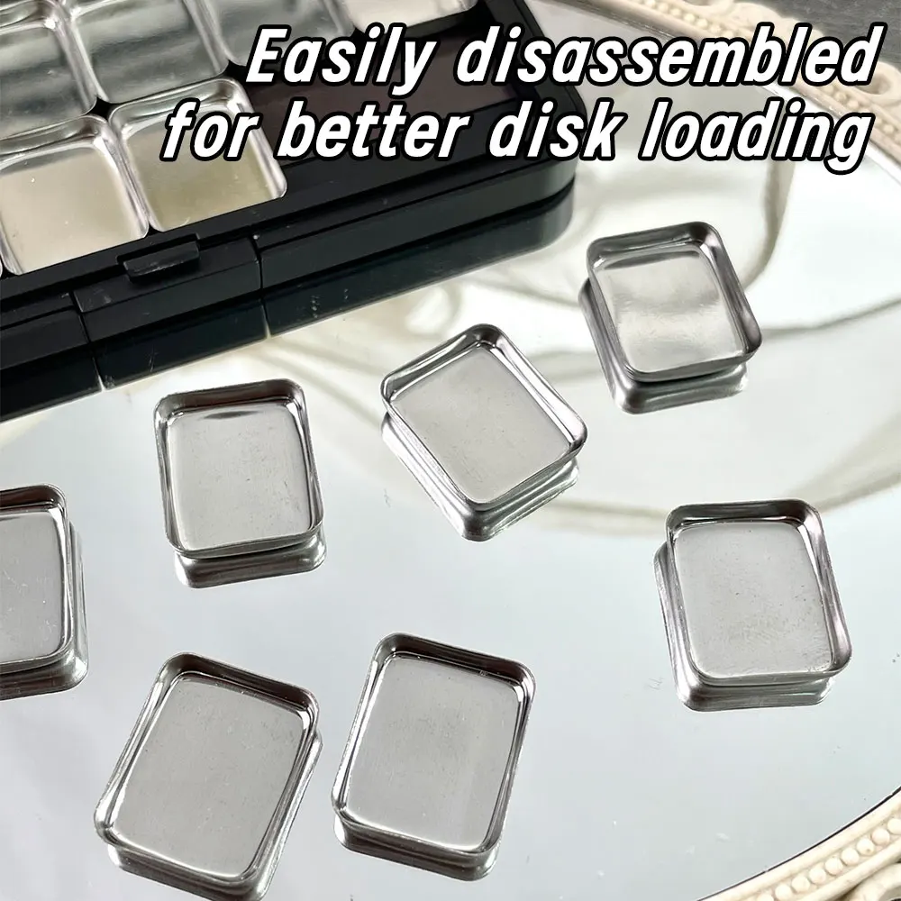 Palette de boîte de peinture aquarelle en fer à 18 grilles, grand foncé avec miroir, fournitures d'art de voyage pour artistes, plateau de rangement pour vernis à ongles Gel