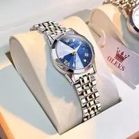 OLEVS-Montre-bracelet à quartz étanche en acier inoxydable pour femme, montre-bracelet en diamant, miroir losange élégant, marque supérieure, originale 6
