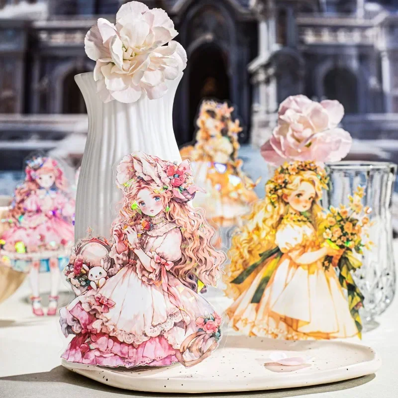 5Pieces Handbook Supplies Decor Sticker Sweet Princess Shell Light Material Decoration Little Bear Prince Scrapbook 162*105mm view 4