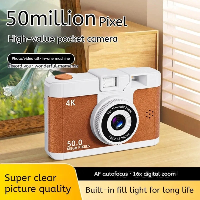 Compact HD Digital Camera Retro Design Dual Lens Multi Function Mini Photography Camera for Travel and Students