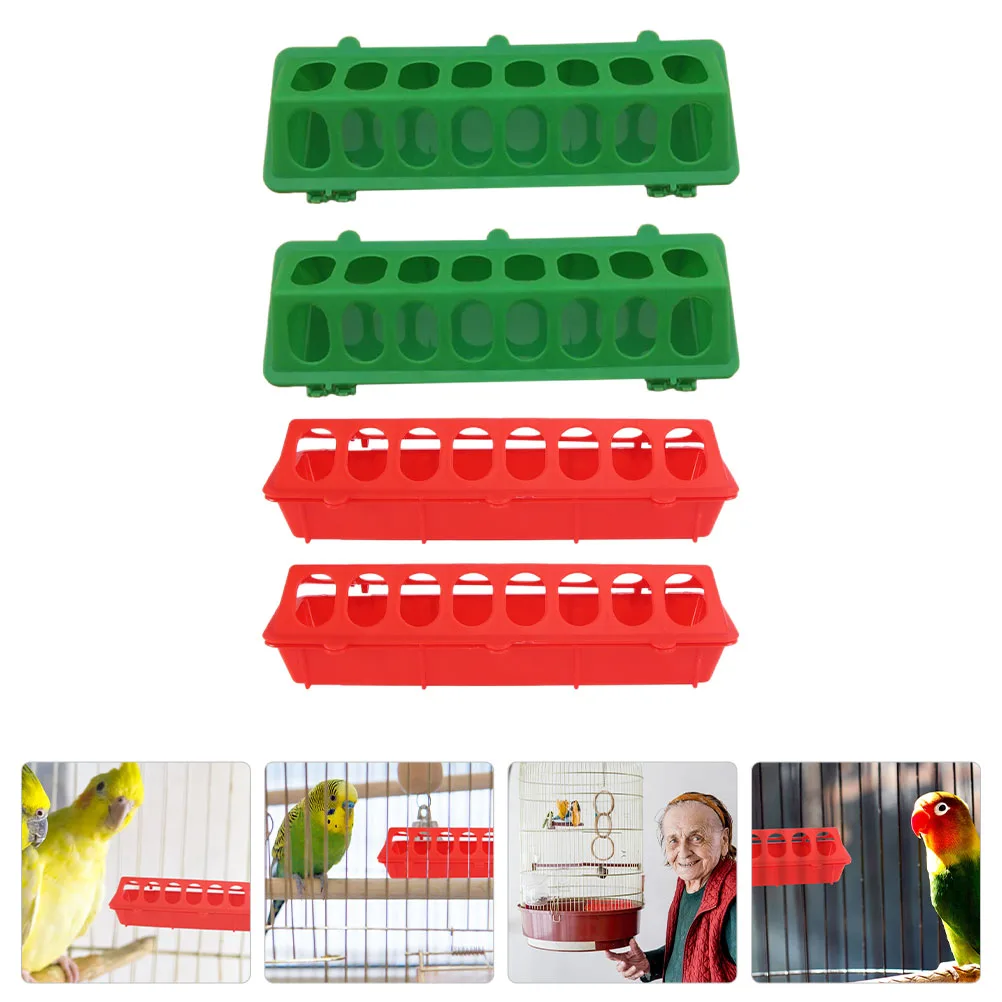 

4pcs Pigeon Premium Material Durable Lightweight Bird Feeding Trough Multi Hole Canary Cockatiel Finch Cage Accessory