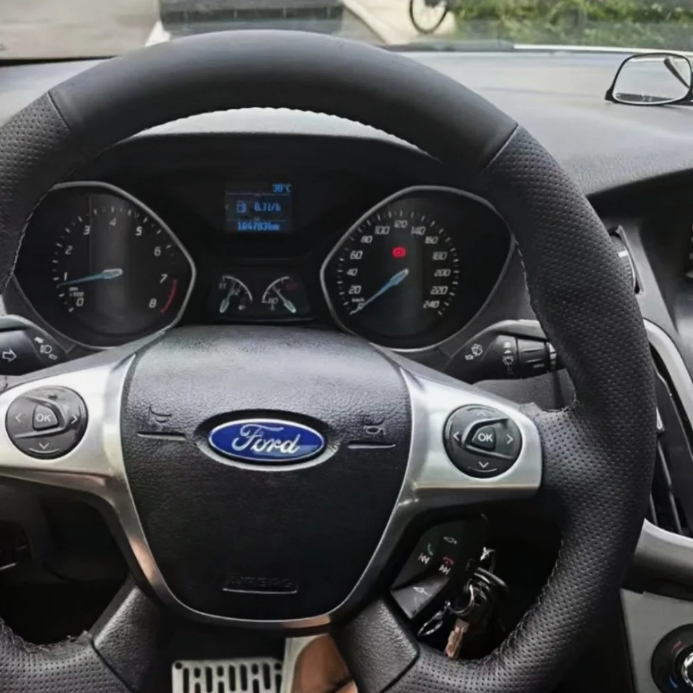 Custom Car Steering Wheel Cover Microfiber Leather For Ford Focus 3 2012 C-MAX 2011 KUGA Escape 2013-2016 Avant Steering Wrap
