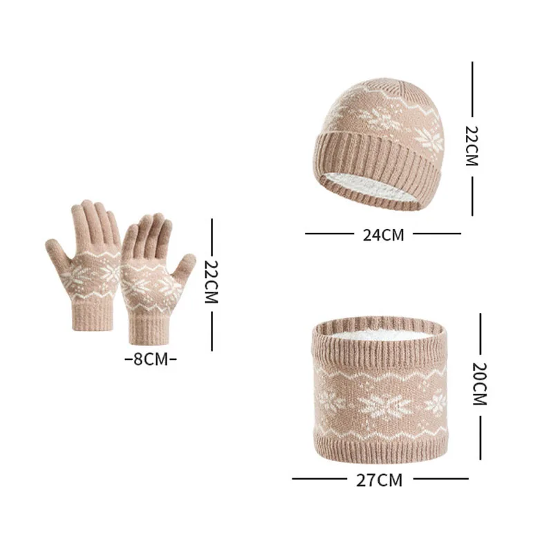3 قطعة قبعة صغيرة شتوية قفازات سنود طقم أربطة عنق قبعات الجمجمة سميكة صوف مبطن الرقبة أوشحة كشميرية طقم قبعات للرجال والنساء