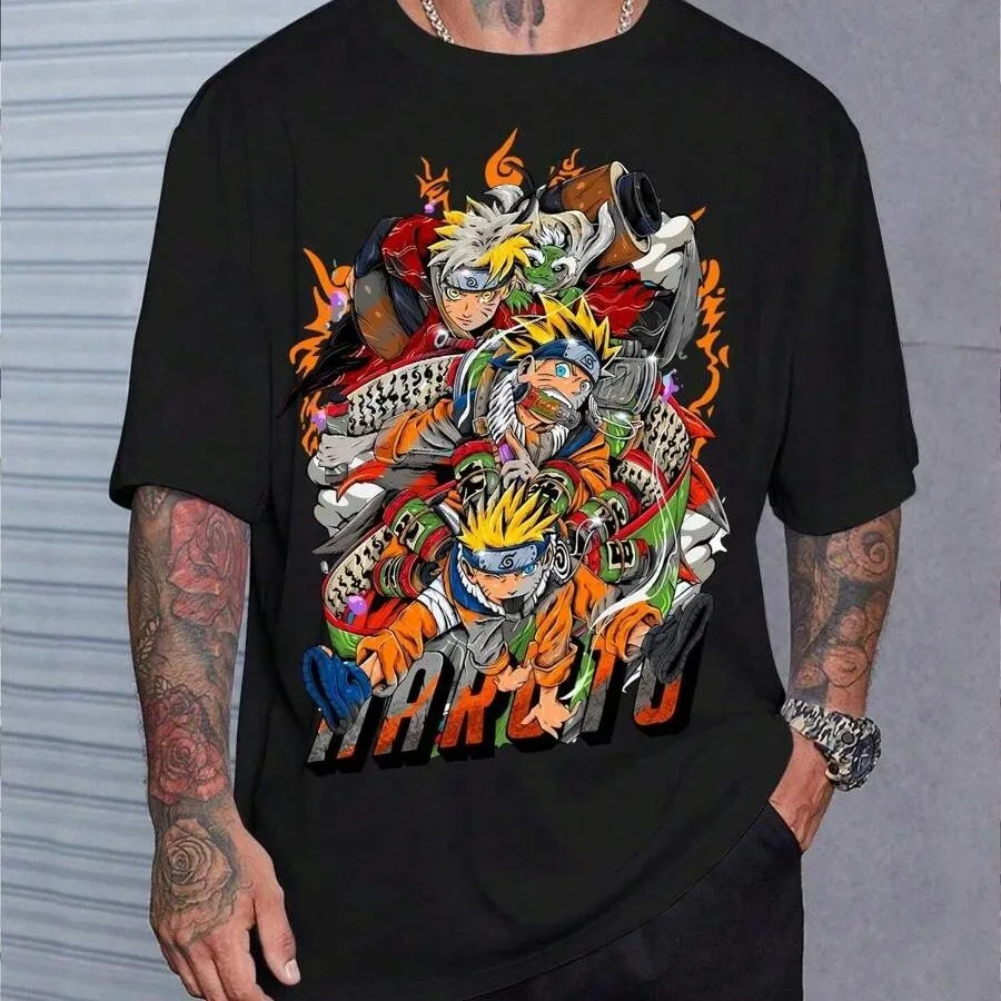 

Anime Naruto Japanese Men Women Summer T-shirt Harajuku Oversized Retro Short Sleeves Loose Oversized Casual Comfortable Y2k Top