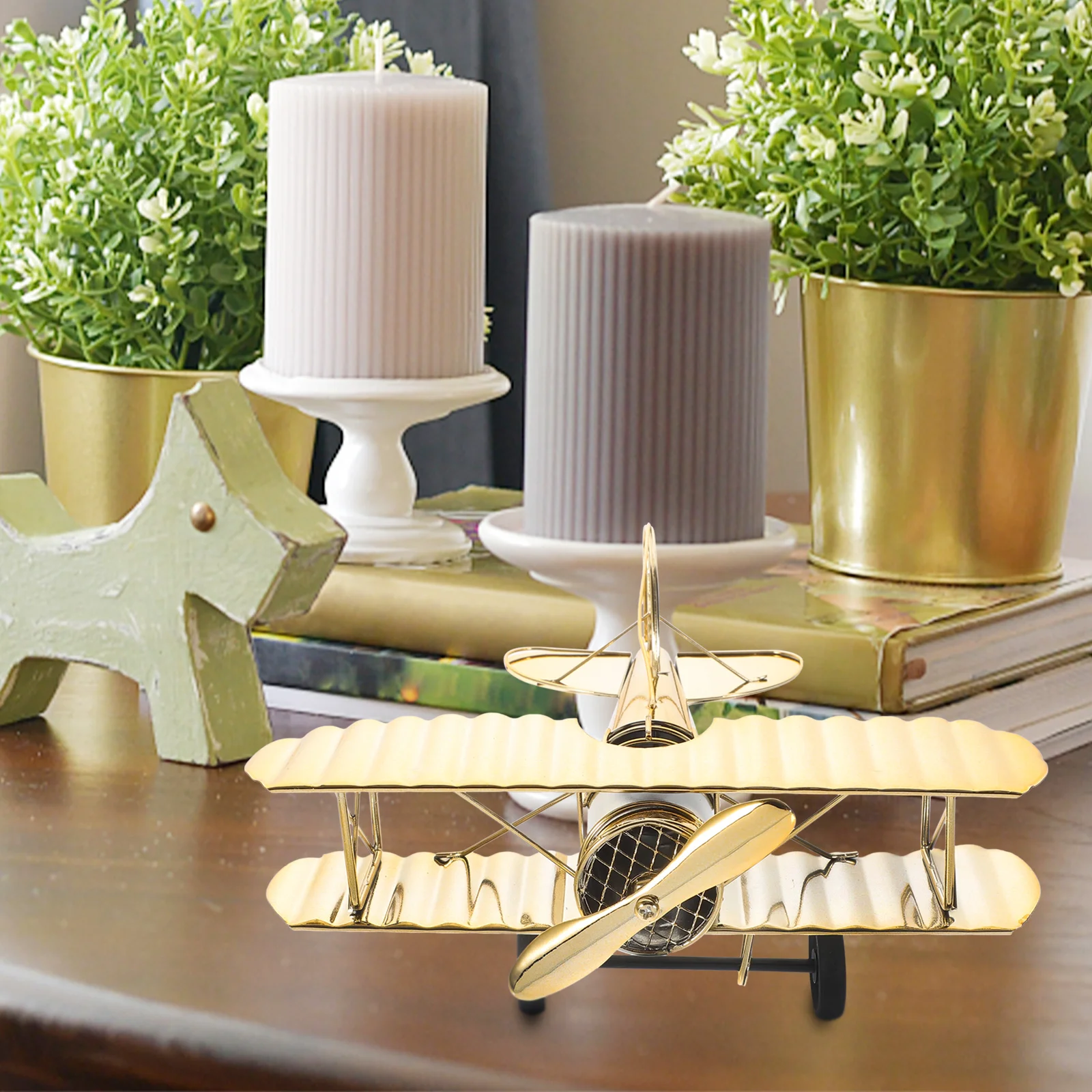 

Aviation Themed Party Decorations Airplane Model Vintage Ornaments Home Golden Models Travel