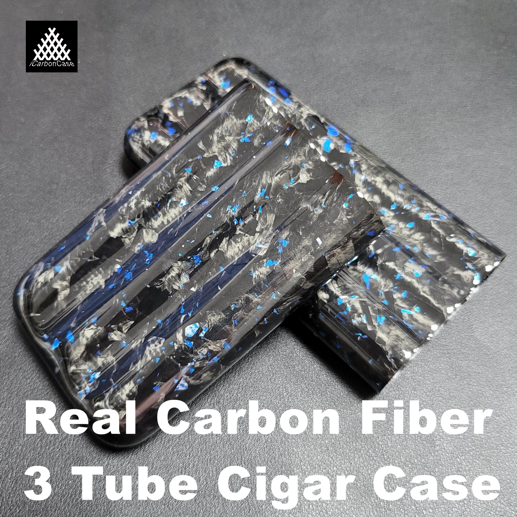 

3-Tube Real Forged Carbon Fiber Case for Cigar Portable Moisturizing Storage Box for 3 Pack Cigars Luxury Lightweight Cover