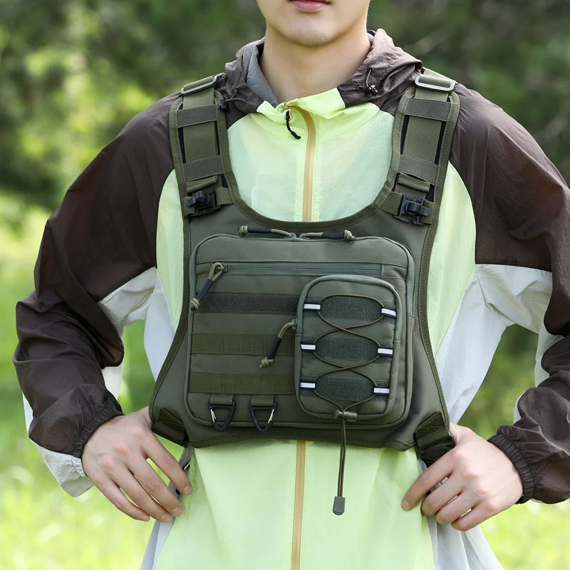 Tactical Chest Rig Vest Bag Men, Outdoor Camouflage Molle Fishing Hiking Hunting, Crossbody Pack Waterproof Multifunctional Gear