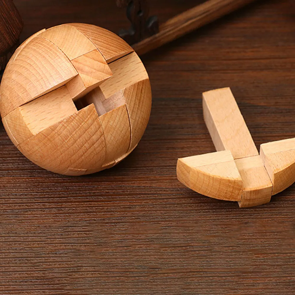 Wooden Intelligence Toy Chinese Brain Teaser Game 3D IQ Puzzle for Kids