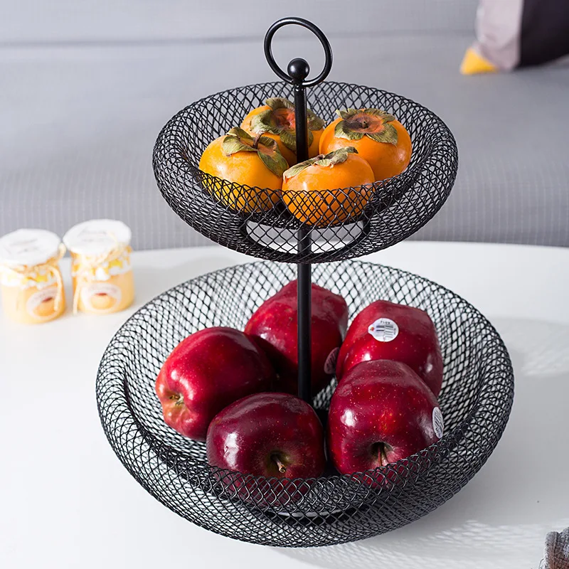 Iron 3 Tier Fruit Basket Fruit Bowl Iron Fruit Stand Home Creative Snacks Bread Storage Drain Basket Table Snacks Tray