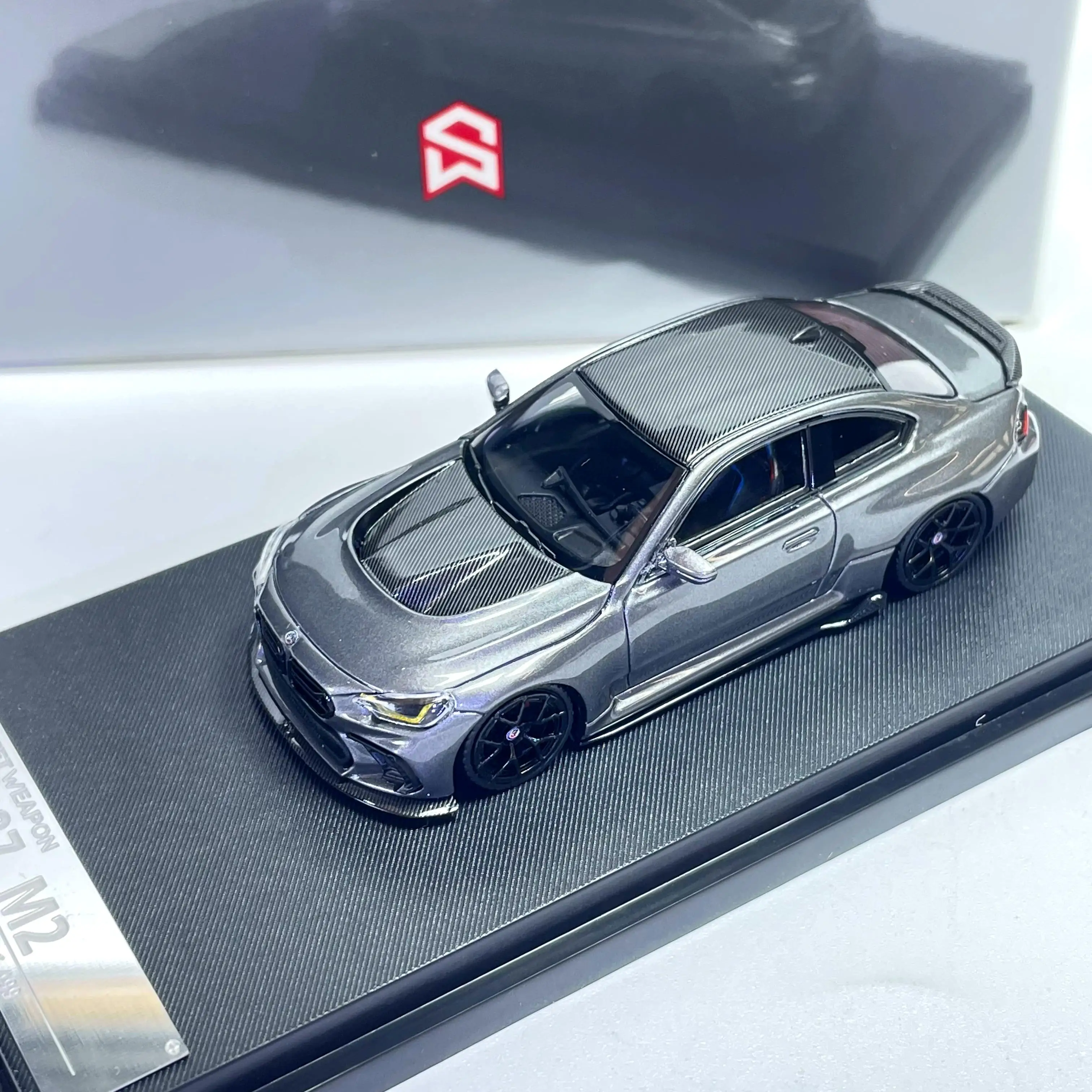 SW 1:64 BMW M2 Mk2 G87 Adro Widebody Modified Grey Alloy Diecast Model Car Gift Ornament