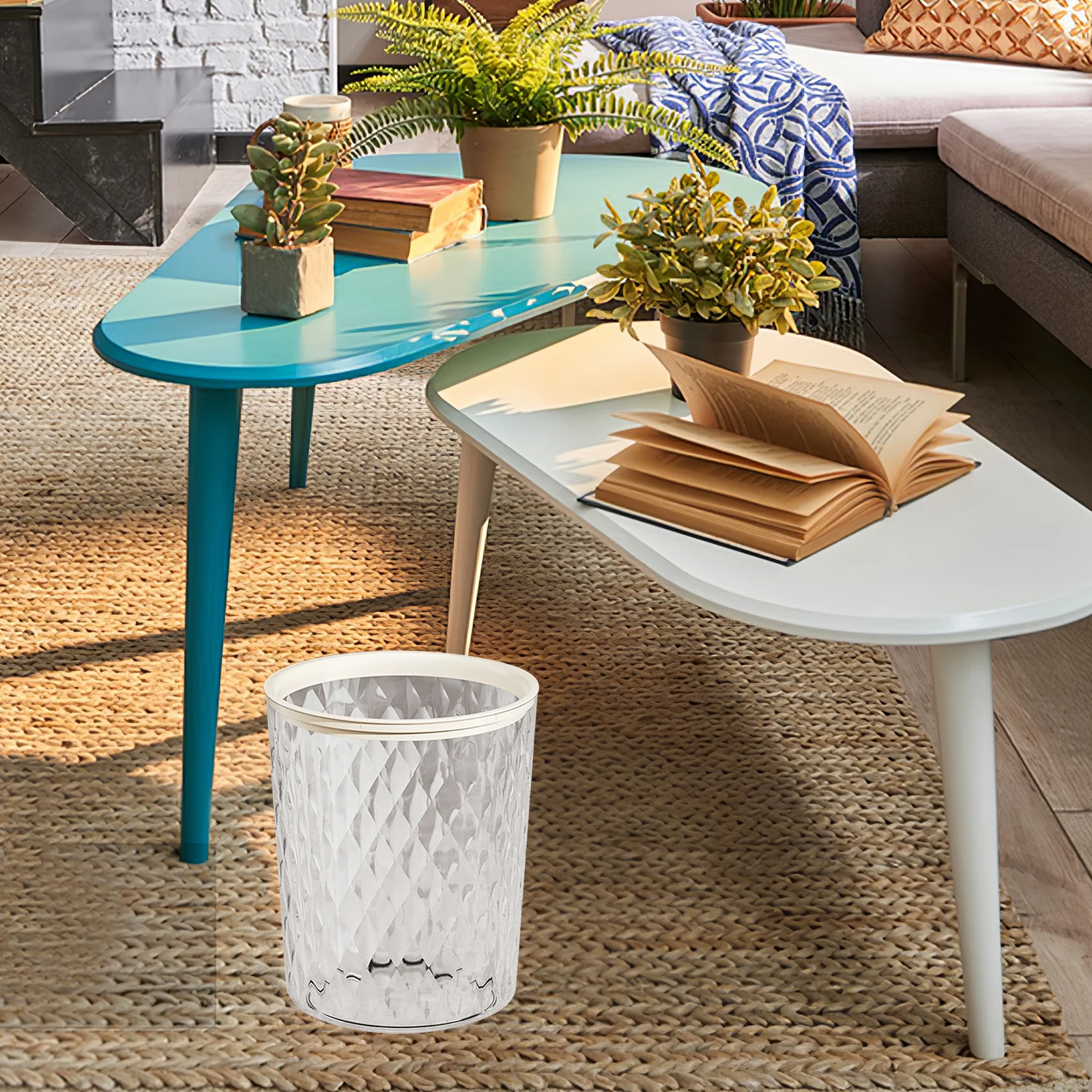 

Large Capacity Pressure Ring Trash Can Household Bathroom Kitchen Garbage Container Simple Stylish Design Office Bedroom Hotel