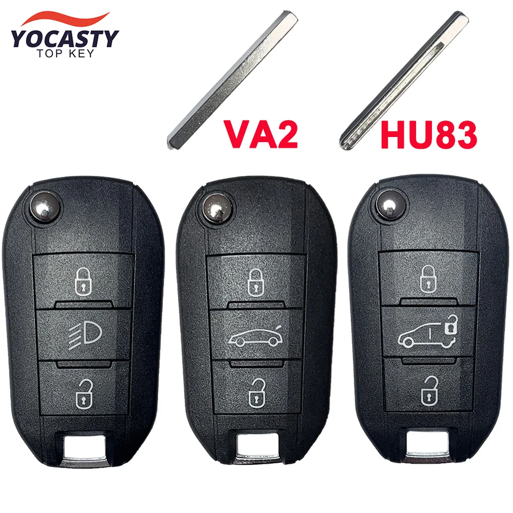Happyit Coque Silicone Clé Peugeot/Citroën 3 Boutons 2010-2024 - Protection Douce Anti-Chocs, Noir + Ligne Rouge (208, 308, 3008, 5008…)