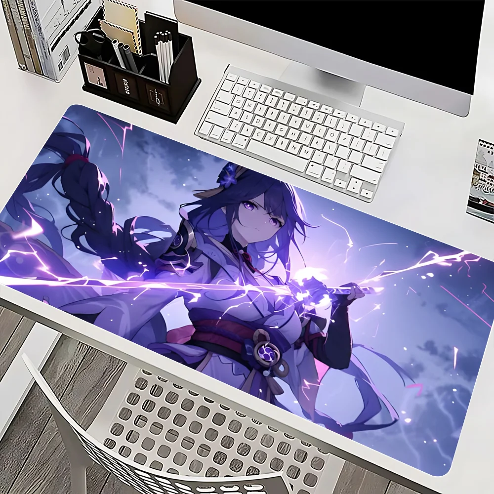 Genshin Impact Raiden Shogun Mousepad Mause Pad Mouses Rug Office Accessories Desk Mat Mousepad Keyboard Gaming Pc Mats