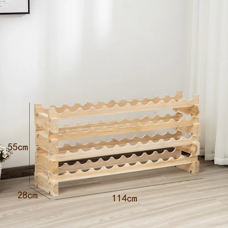 Exquisito botellero de madera maciza, estantería decorativa para vinos, soporte para botellas de vino.