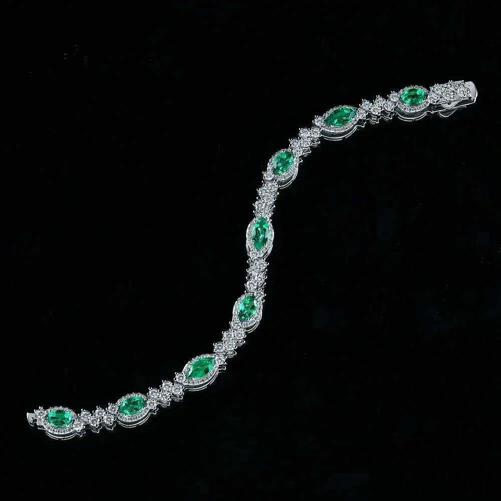

HOT SALE S925 Silver 0.5ct Ma Yan Zu Green 4 * 8 Fashion Versatile Bracelet 15/17/19cm Wedding Jewelry