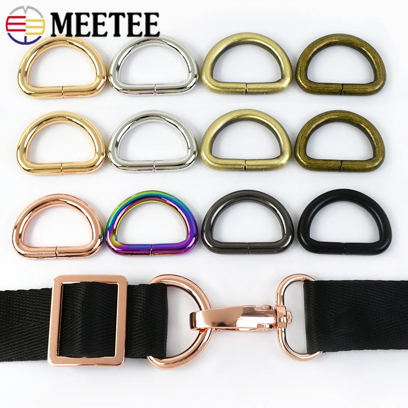 100Pcs 13-50mm Metal D Ring Buckles for Bag Webbing Belt Hooks Dog Leash Clasp Handbag Hanger Loop DIY Leather Craft Accessories