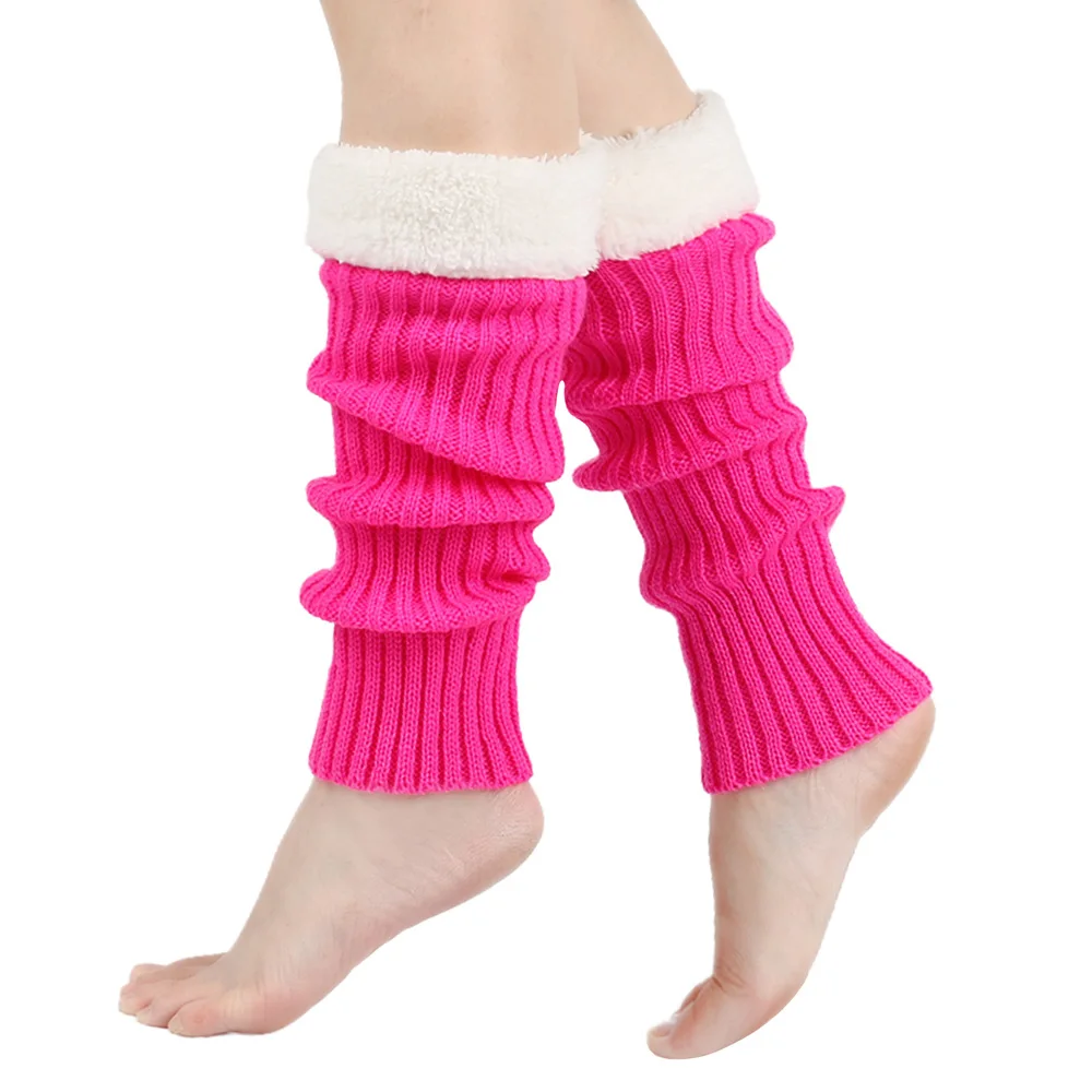 Female Fake Fleece Thick Knitted Soft Boots Cover Winter Warm Cold-proof Women Legs Sleeves Solid Color Ladies Leg Warmers