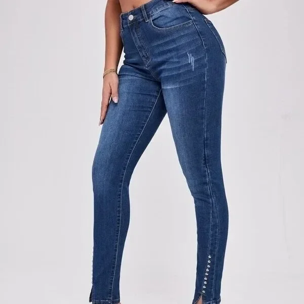 

Pop Spring Autumn Women's Jeans Ladies Slim Denim Print Stretch Pencil Pants For Women High Waist Stretch Jeans Pant Women Trous