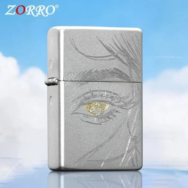 ZORRO Sand Chrome Hand Carved Kerosens Lighter, Various Finely Carved Silver Lighters, Vintage Grinding Wheel Lighter Gifts