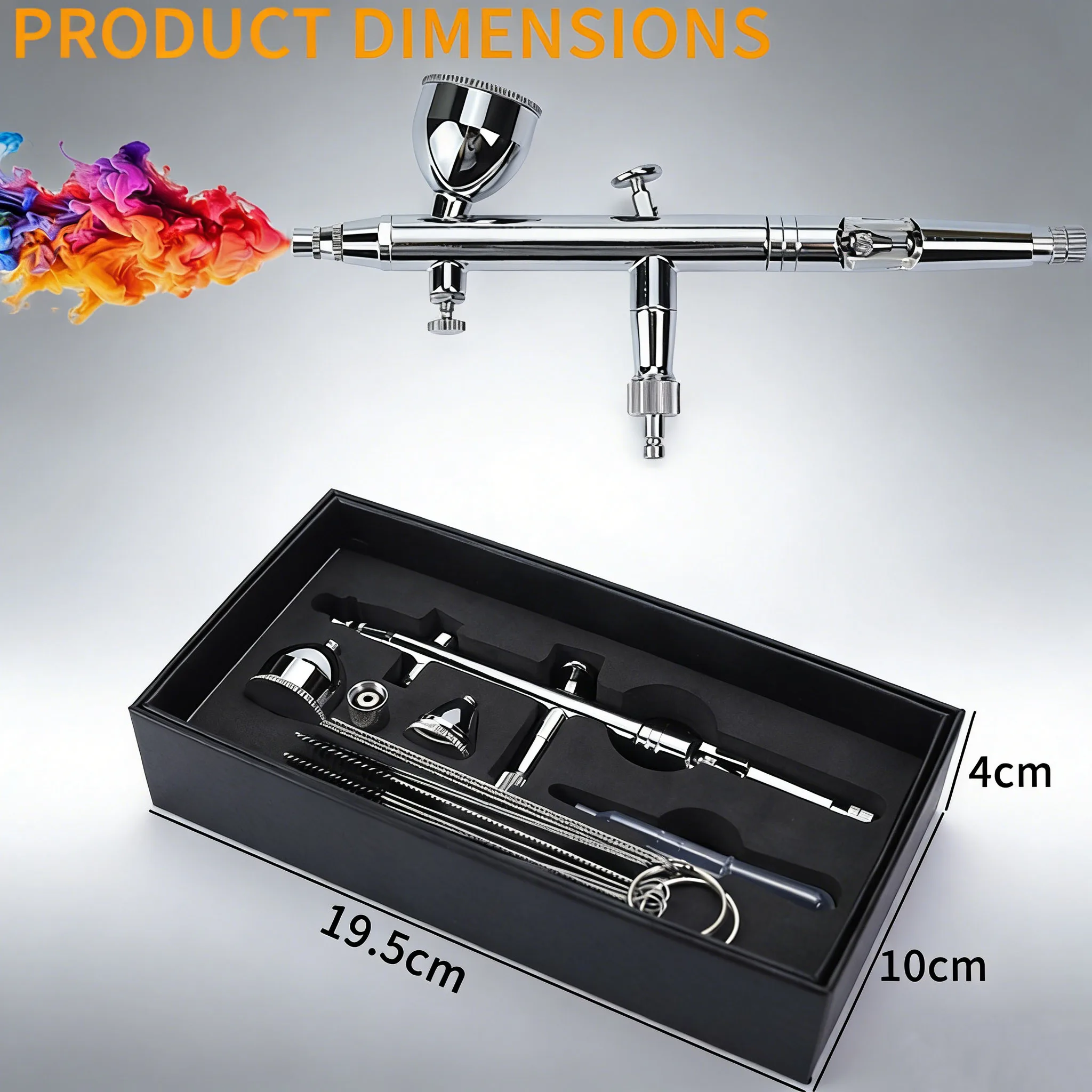 XD-182D Airbrush Featuring Detachable 2cc and 5cc Paint Cups—a Portable Cleaning Kit Complete with Cleaning Tools.