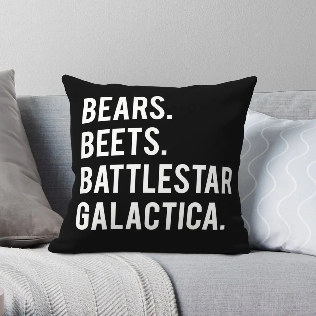 Battlestar Galactica Bears Beets Square Pillowcase Polyester Linen Velvet Creative Zip Pillow Case Home Cushion Cover Wholesale