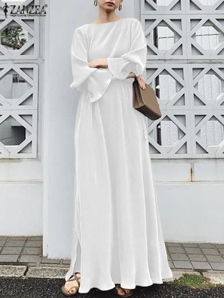 Moda plisowane sukienki na imprezy Vestido ZANZEA kobiety w stylu Casual, damska solidna linia Oversize Sundress 2023 wiosna sukienka Maxi z długim