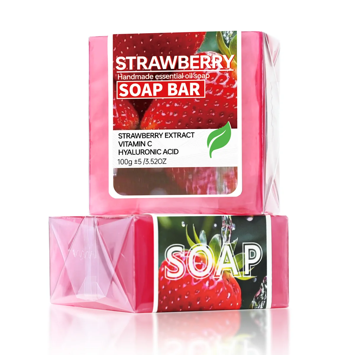 Sabonete de óleo essencial de purê de geléia de frutas de morango sabonete artesanal, limpeza, lavagem facial e sabonete de banho, sabonete com fragrância frutada, suita