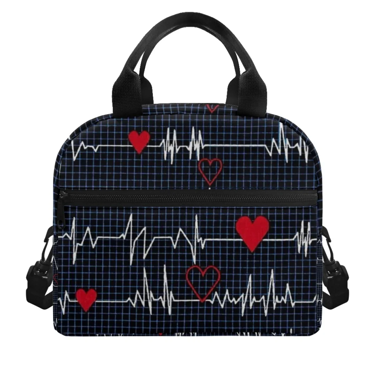 Heart Rate Love Pattern Nsulation Thermal Package Multi-pocket New School Lunch Boxes for Children Camping Travel