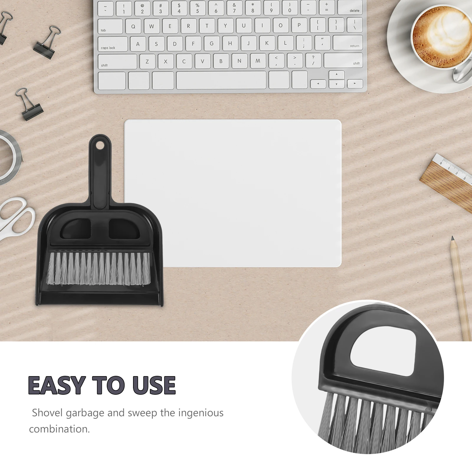 

Keyboard Cleaning Brush Mini Broom Sweeping Dust Pan and Black Dustpan Small Handheld