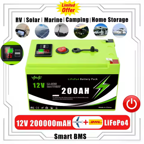 High-Cycle Lithium Battery 12V 200Ah LiFePO4 Deep Cycle Battery Lron🚡Phosphate Battery , Ideal for Off-Grid Solar⚡️Camping&amp;RV