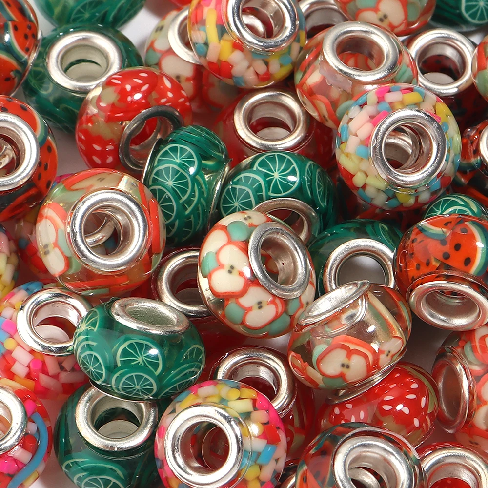 10 Stück gemischte Polymer-Ton-Scheiben, große Loch-Harzperlen, Rondelle-Abstandsperlen für die Schmuckherstellung, DIY-Armband- und Schlüsselanhänger-Zubehör – Detail 6