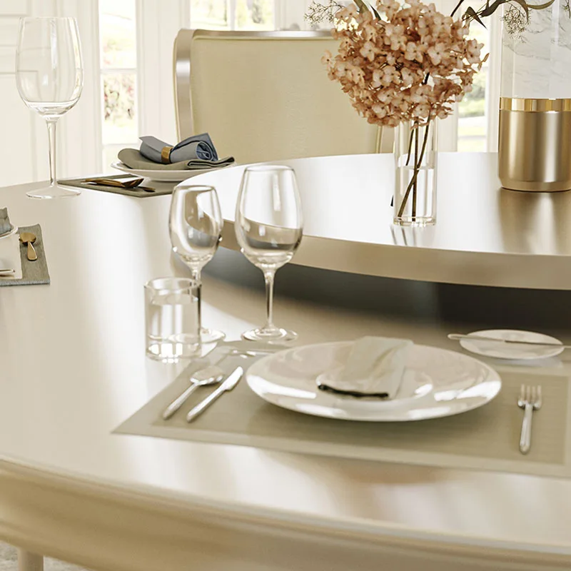 Североамериканский светлый роскошный светлый французский круглый обеденный стол с поворотным столом, бытовой, американский, простой из цельного дерева