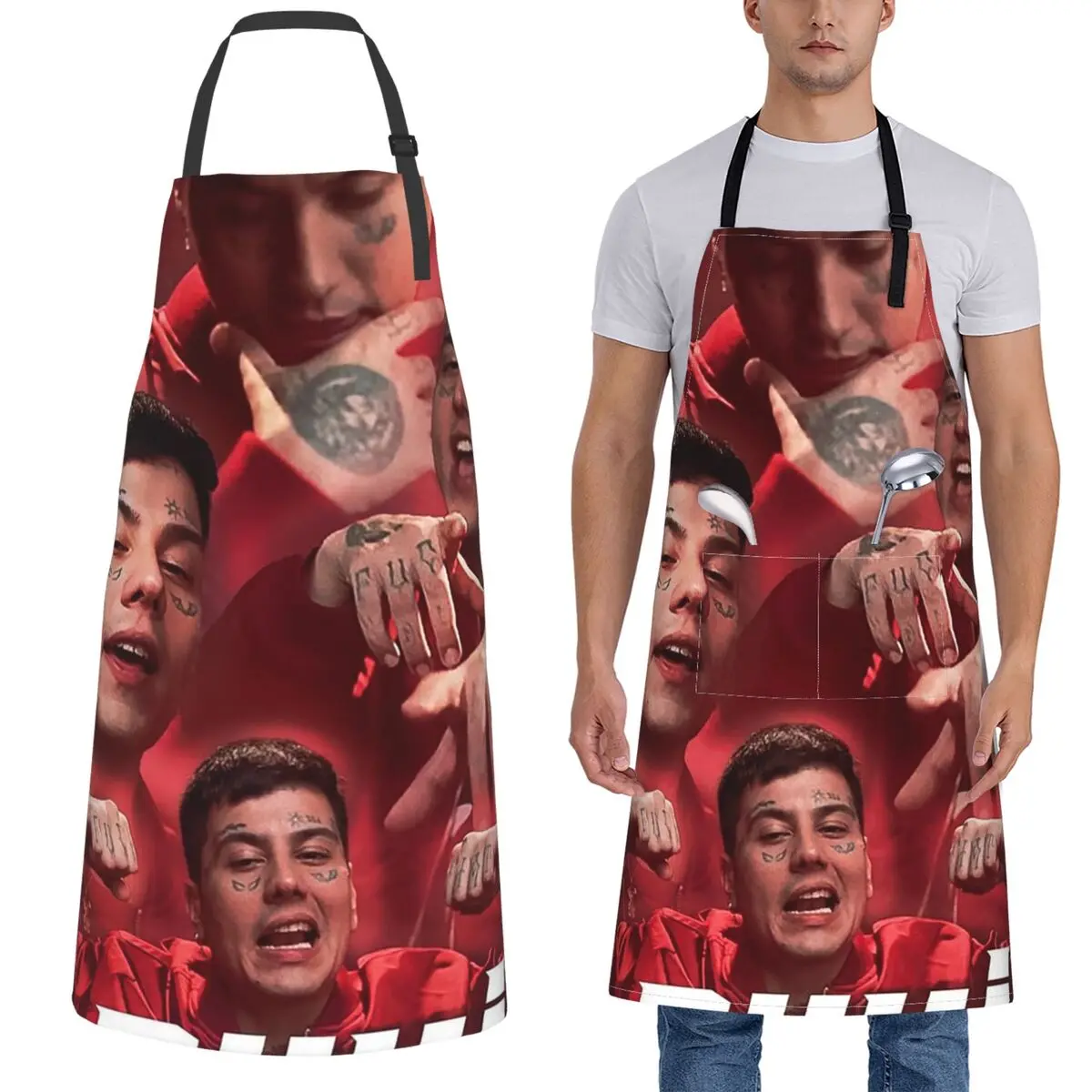 Флисовые фартуки Duki в стиле реггиeton, латинская ловушка, поп-рэп, фартуки для шеф-повара, кулинарии, кухни, столбики для уборки кухни, фарфор для женщин и мужчин, живопись